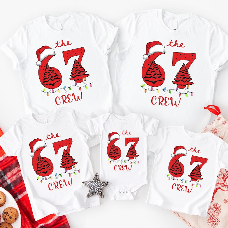 6 7 Shirts, Funny Matching Shirt, Couples Christmas, Trendy Tiktok Christmas Party Shirt, 67 Trend Six Seven Meme Santa Shirt Xmas Group Tee