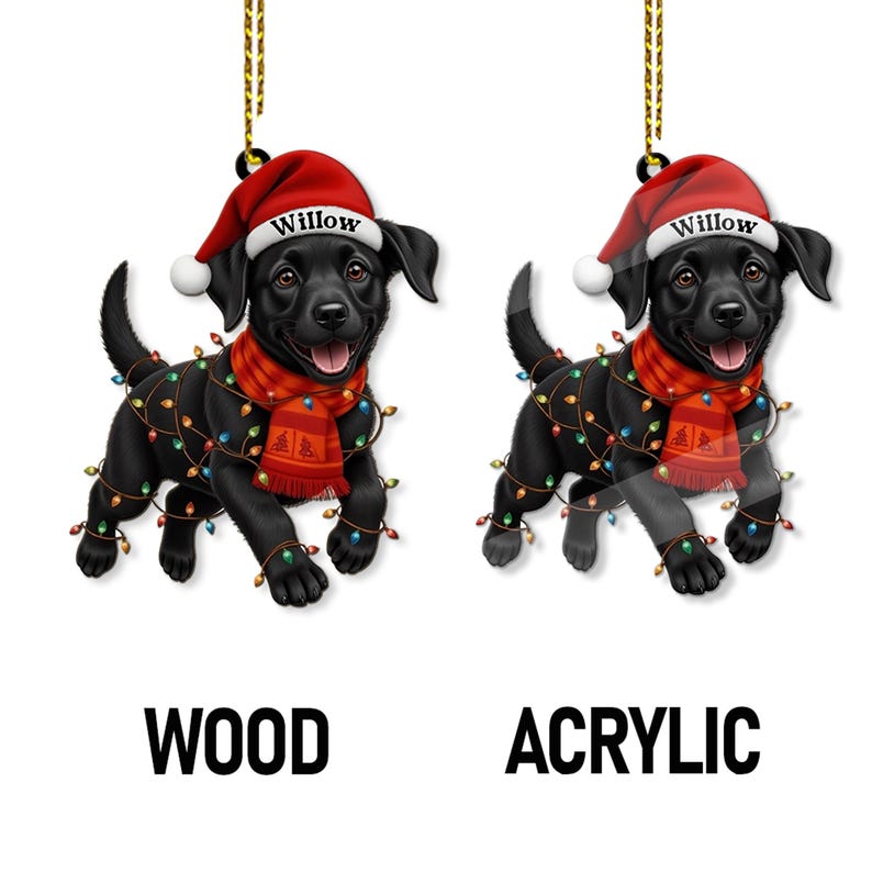 Custom Black Labrador Retriever Christmas Ornament, Flat 2D Pet Wooden Ornament 2025, Pet Lover Gift, Christmas Dog Decor, Dog Name Ornament