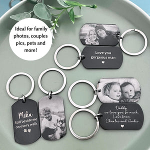 Dog Photo Keyring, Pet Photo Keychain, Engraved Custom Dog Name, In Memory of Dog, Pet Remembrance Gift, Loss of DogKeepsake, Personalised