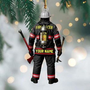 Personalized Firefighter Christmas 2025 Ornament, Custom Firefighter On Duty Acrylic Ornament, Fireman Dad Gift, Christmas Firefighter Gifts