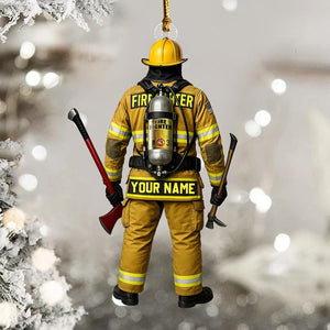 Personalized Firefighter Christmas 2025 Ornament, Custom Firefighter On Duty Acrylic Ornament, Fireman Dad Gift, Christmas Firefighter Gifts