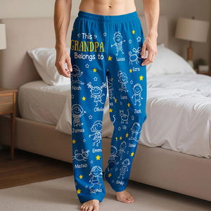 This Grandpa Dad Belongs To Pajama Pants, Custom Name Christmas Gift Grandpa Gift Custom Christmas Gift For Grandpa Xmas Gift