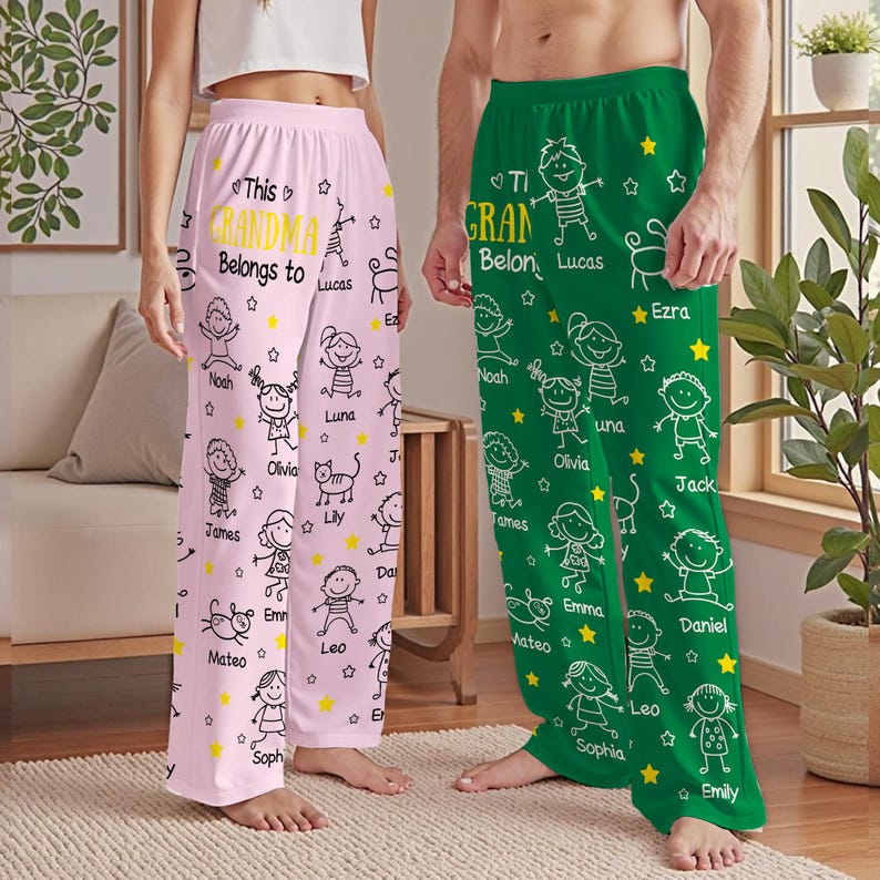 This Grandpa Dad Belongs To Pajama Pants, Custom Name Christmas Gift Grandpa Gift Custom Christmas Gift For Grandpa Xmas Gift