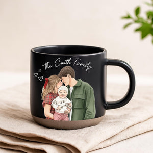 Personalized Watercolor Photo Pottery Mug, Custom Picture Coffee Cup Gift For Family, Couple Image Memories Gifts, Besties Gift