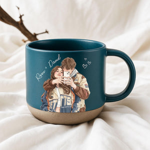 Personalized Watercolor Photo Pottery Mug, Custom Picture Coffee Cup Gift For Family, Couple Image Memories Gifts, Besties Gift