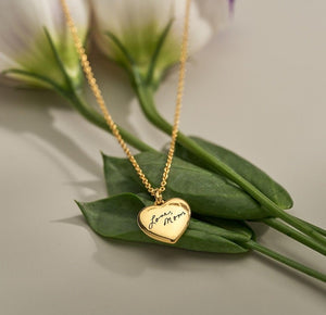 Dainty Actul Handwriting Heart Charm Necklace, Memorial Necklace, Keepsake Necklace, Custom Signature Jewellery, Christmas Gift for Her