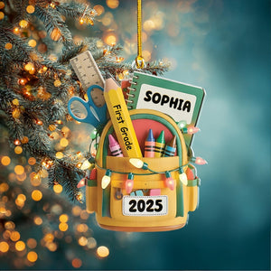 Personalized Kids School Backpack Ornament 2025 Custom School Christmas Ornament, Back To School Gift For Kids & Teachers, Graduation Gift