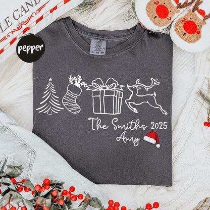 Family Christmas Shirt, Custom Christmas Name Shirt, Funny Family Xmas Pjs, Personalized Holiday Tee, Custom Xmas Gift, Gift