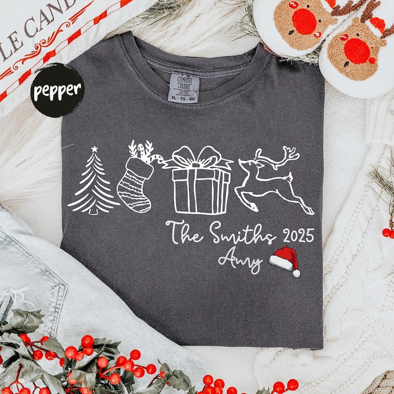 Family Christmas Shirt, Custom Christmas Name Shirt, Funny Family Xmas Pjs, Personalized Holiday Tee, Custom Xmas Gift, Gift