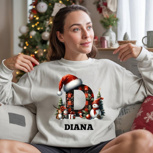 Matching Family Christmas Sweatshirts, Personalized Letter Shirts, Family Holiday Family Tops, Christmas Crewneck, Christmas Family Tshirt