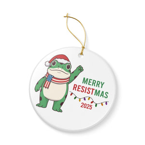 Merry Resistmas Frog Ornament, Funny Political Protest Gift, Portland Frog Meme Christmas Decor, Freedom Frog Ceramic Keepsake