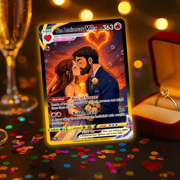 Custom Anniversary Trading Card Personalized Couple VMAX Style Card Romantic Gift for Him/Her Custom Anime Artwork