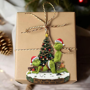 Naughty Green Couple Acrylic Ornament, Funny Personalized Christmas Gift for Hunting Couple, Custom Holiday Decoration