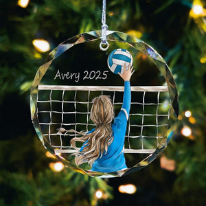 Personalized Volleyball Girl Ornament, Volleyball Player Gifts, Volleyball Lover Gift, Volleyball Xmas Glass Ornament, Volleyball Team Gifts