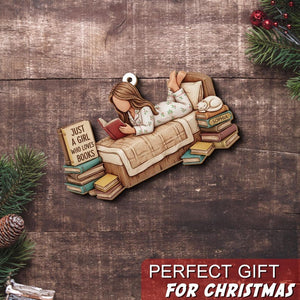 Personalized Book Lover Ornament, Just A Girl Who Loves Books 2D Flat Acrylic Ornament, Xmas Reading Gift for Bookworms, Readers, Book Lover