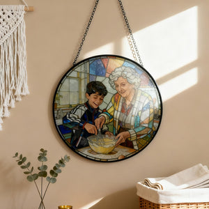 Stained Glass Portrait Ornament, Personalized Christmas Suncatcher, Couple or Family Photo Gift, Holiday Keepsake