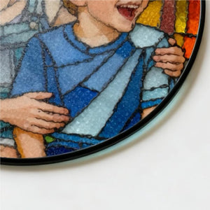 Stained Glass Portrait Ornament, Personalized Christmas Suncatcher, Couple or Family Photo Gift, Holiday Keepsake