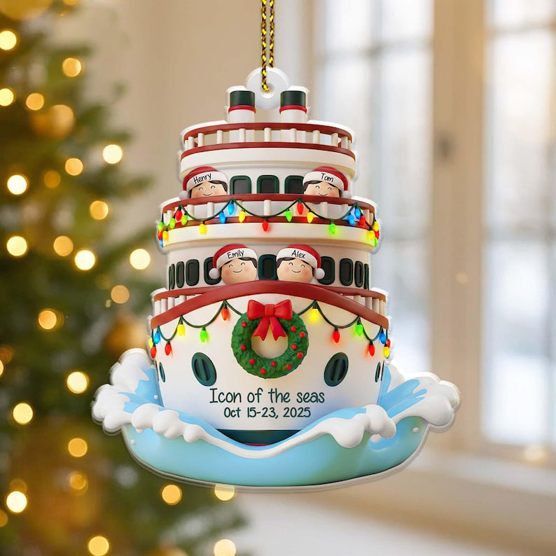 Personalized Cruise Ship Vacation Ornament, Cruise Ship Ornament, Personalized Vacation Ornament, Cruise Christmas Gift, Cruise Lover Gift