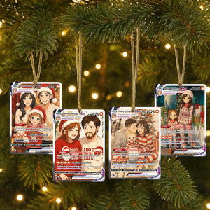 Personalized Family Potrait Poke Xmas Card, Custom Anime Trading Card, Christmas Gift For Kids, Turn Your Family Into Cartoon In Christmas