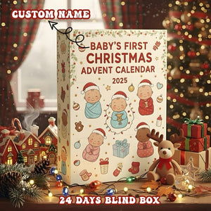Baby's First Christmas Advent Calendar 2025, Custom Name Baby Advent, 24 Days Blind Box Gift for Newborn, Holiday Keepsake Box