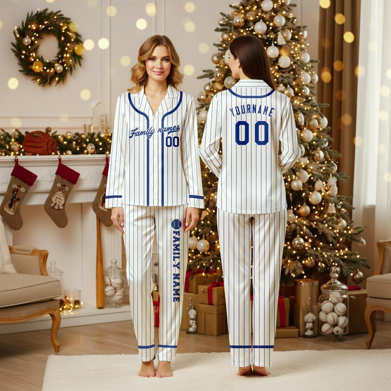 Custom name Christmas Family Pyjamas, Personalized Baseball Pajamas set, Baseball Sports Fans gifts, Baseball Player Gift,Sport Baseball
