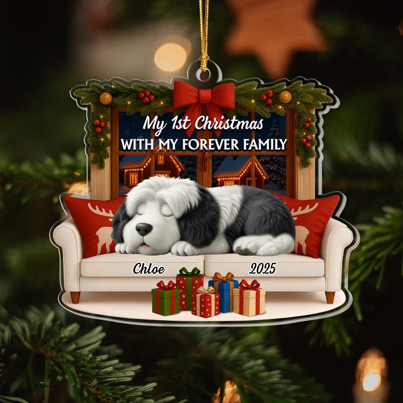 Personalized Dog Ornament 2025 First Christmas Keepsake