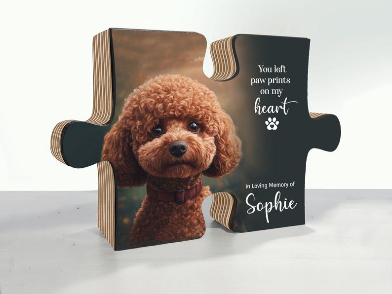 Pet memorial gift, dog memorial gift, Pet Loss Gifts, custom pet portrait, photo puzzle, Cat Lover Gift, Dog Memorial plaque, Cat Memorial