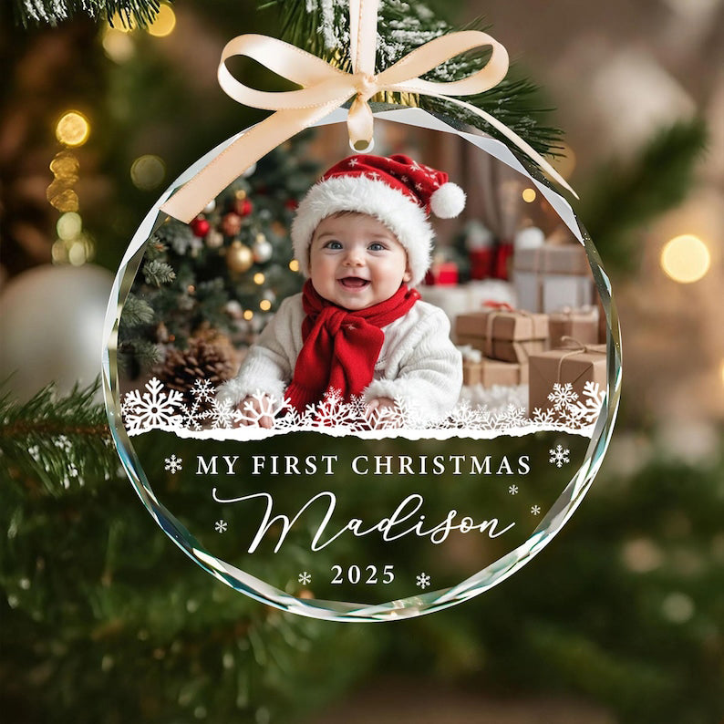 Custom Baby Photo Ornament, Personalized Babys First Christmas Ornament, Baby Face Picture Ornament, New Baby Gift, Newborn Christmas Gift