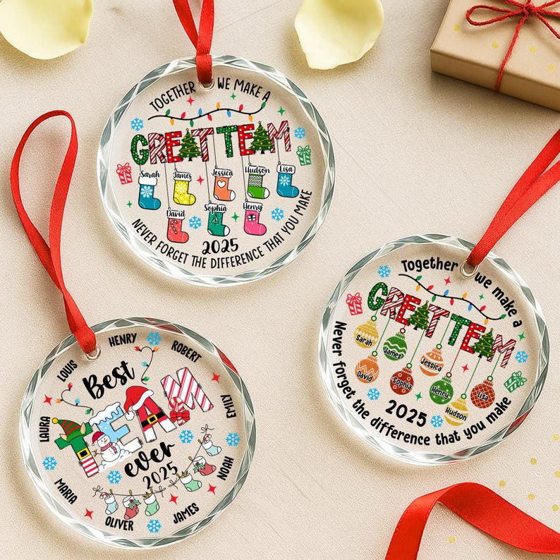 Personalized Team Ornament 2025, Custom Office Christmas Gift, Employee Appreciation, Coworker Ornament, Teamwork Decor