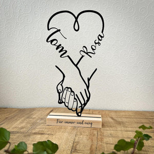 Personalized Wedding & Anniversary Gift | Line Art Decor | 3D Printed Hands Standee | Unique Couple Gift with Names