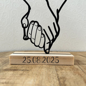 Personalized Wedding & Anniversary Gift | Line Art Decor | 3D Printed Hands Standee | Unique Couple Gift with Names