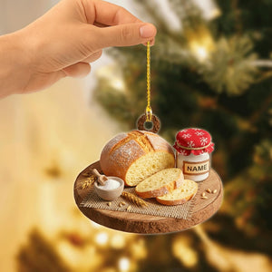 Personalized Sourdough Bread Ornament, Rustic 2D Flat Christmas Gift, Bakery Christmas Ornament, Bread Shop Tree Decoration Gift For Bakers