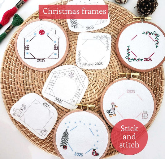 Ornament frame photo embroidery, personalized ornament Christmas tree embroidery