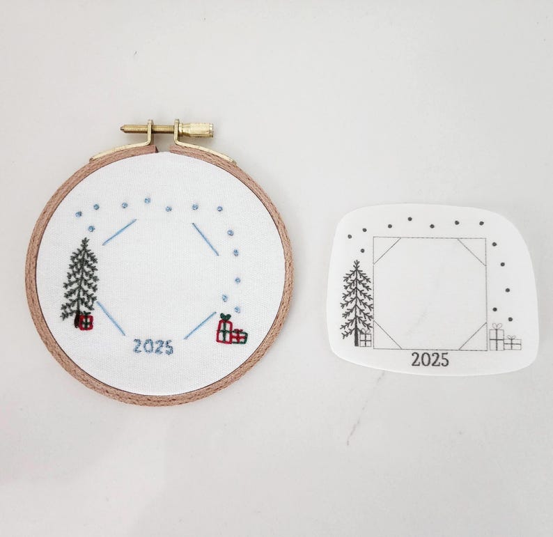 Ornament frame photo embroidery, personalized ornament Christmas tree embroidery