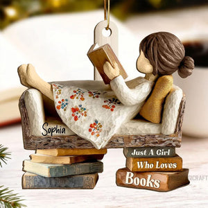 Custom Just a Girl/Boy Who Loves Books Wood Ornament, Personalized Reading Girl/Boy Ornament, Book Lover Christmas Gift, Bookworm Decoration