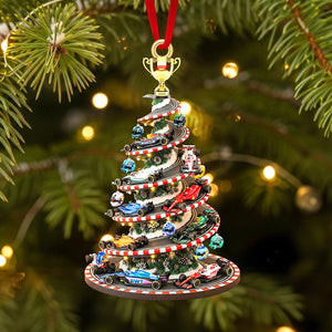 Racing Car Lovers Acrylic Ornament - Personalized Christmas Gift For Car Enthusiasts, Custom Holiday Decoration