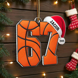 Custom Name 67 Sport Acrylic Ornament, Soccer Baseball Volleyball Basketball Ornament, Six Seven Ornament Gen Alpha Humor, 67 Meme Ornament