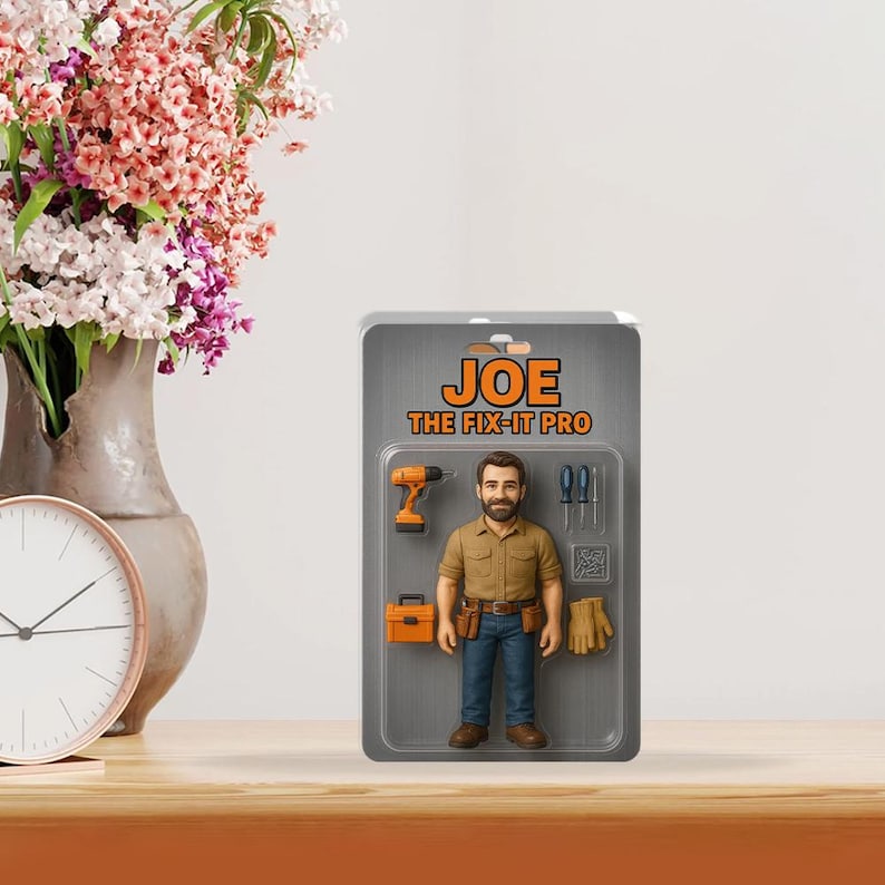 Custom Figure Action Gift Kit, Action Figure Custom, Custom Toy Box Portrait, Funny Gift for Father's Day, Christmas Ornament, Car ornament