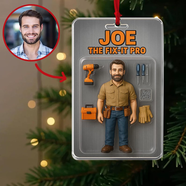 Custom Figure Action Gift Kit, Action Figure Custom, Custom Toy Box Portrait, Funny Gift for Father's Day, Christmas Ornament, Car ornament