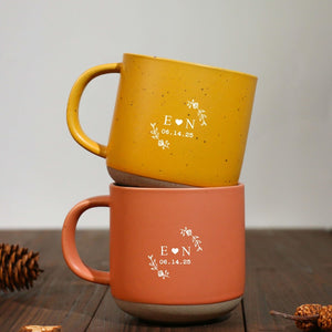 Custom Mr & Mrs Coffee Mug, Personalized Engagement Pottery Mug, Unique Wedding or Anniversary Mug, New Wedding Gift For Couple