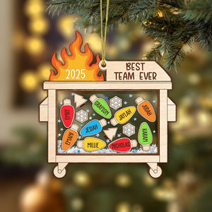 Personalized Shaker Dumpster Fire Best Team Ever Ornament: Funny Coworker Gift