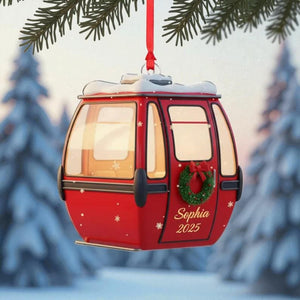 Personalized Ski Gondola Ornament Winter Mountain Acrylic Christmas Decor