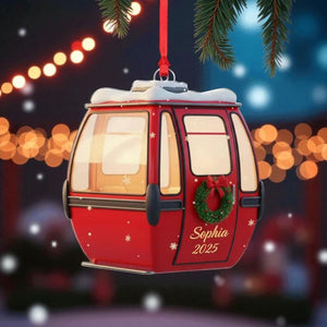 Personalized Ski Gondola Ornament Winter Mountain Acrylic Christmas Decor
