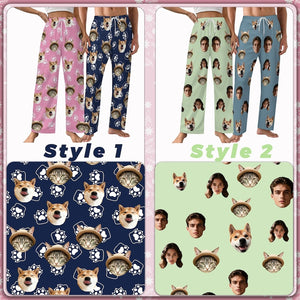 Custom Pajama Pants with Photo, Funny Face Pajama Pants,Custom Dog Photo Pajama Pants, Christmas Pajamas pants,Christmas Gifts