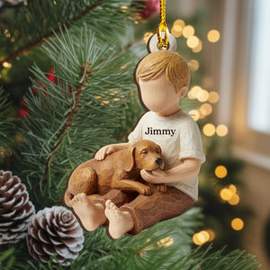 Personalized Boy and Dog Ornament | Custom Christmas Keepsake