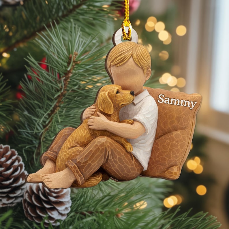 Personalized Boy and Dog Ornament | Custom Christmas Keepsake