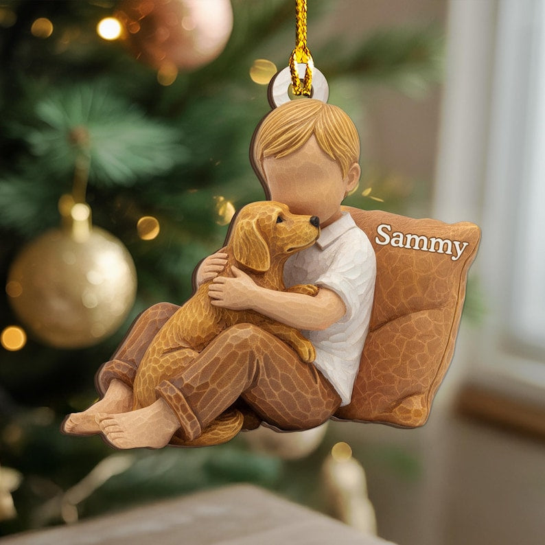 Personalized Boy and Dog Ornament | Custom Christmas Keepsake