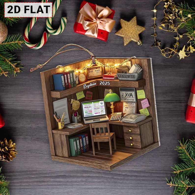 Accountant Office Ornament Personalized, CPA Gift, Bookkeeping Lover Christmas Keepsake, Finance Professional Ornament, Tax Expert Ornament