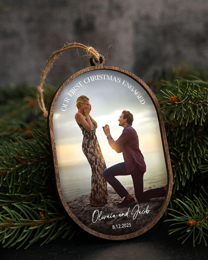 First Christmas Married Ornament With Photo - Personalized Christmas Keepsake - Wedding Christmas Gift 2025