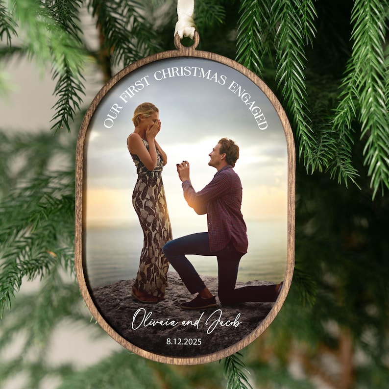 First Christmas Married Ornament With Photo - Personalized Christmas Keepsake - Wedding Christmas Gift 2025